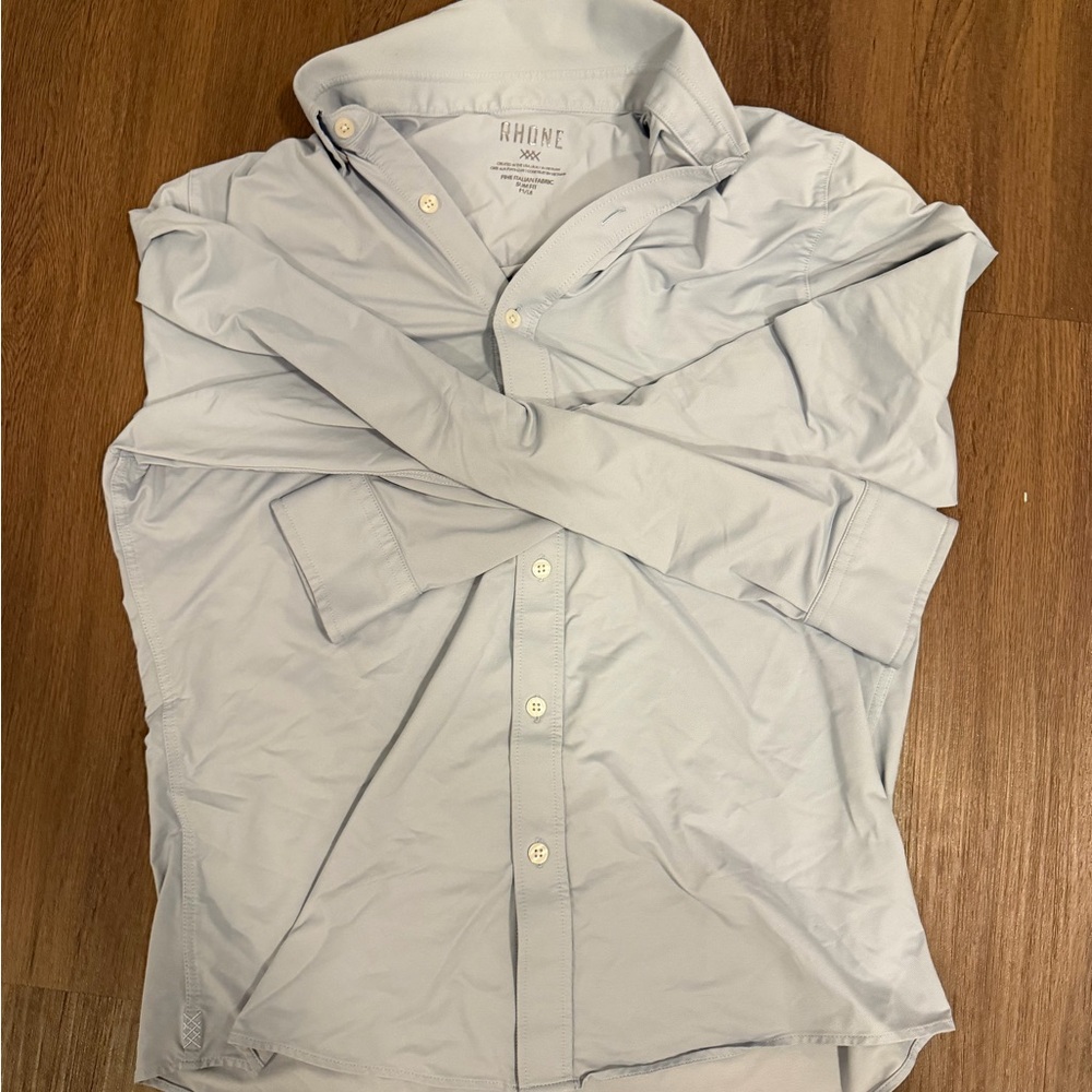 RHONE Light blue commuter wicking shirt